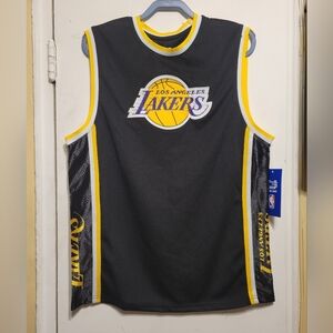 NBA- L.A. LAKERS Mens Logo Jersey Black and Gold Jersey Size L